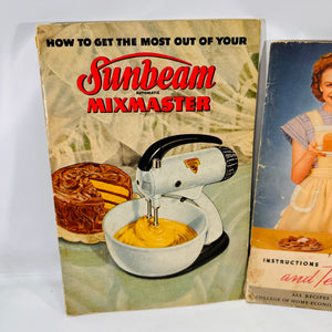 4 Vintage Electric Mixer Pamphlets Sunbeam Hamilton Beach Powermaster Deluxe with Recipes