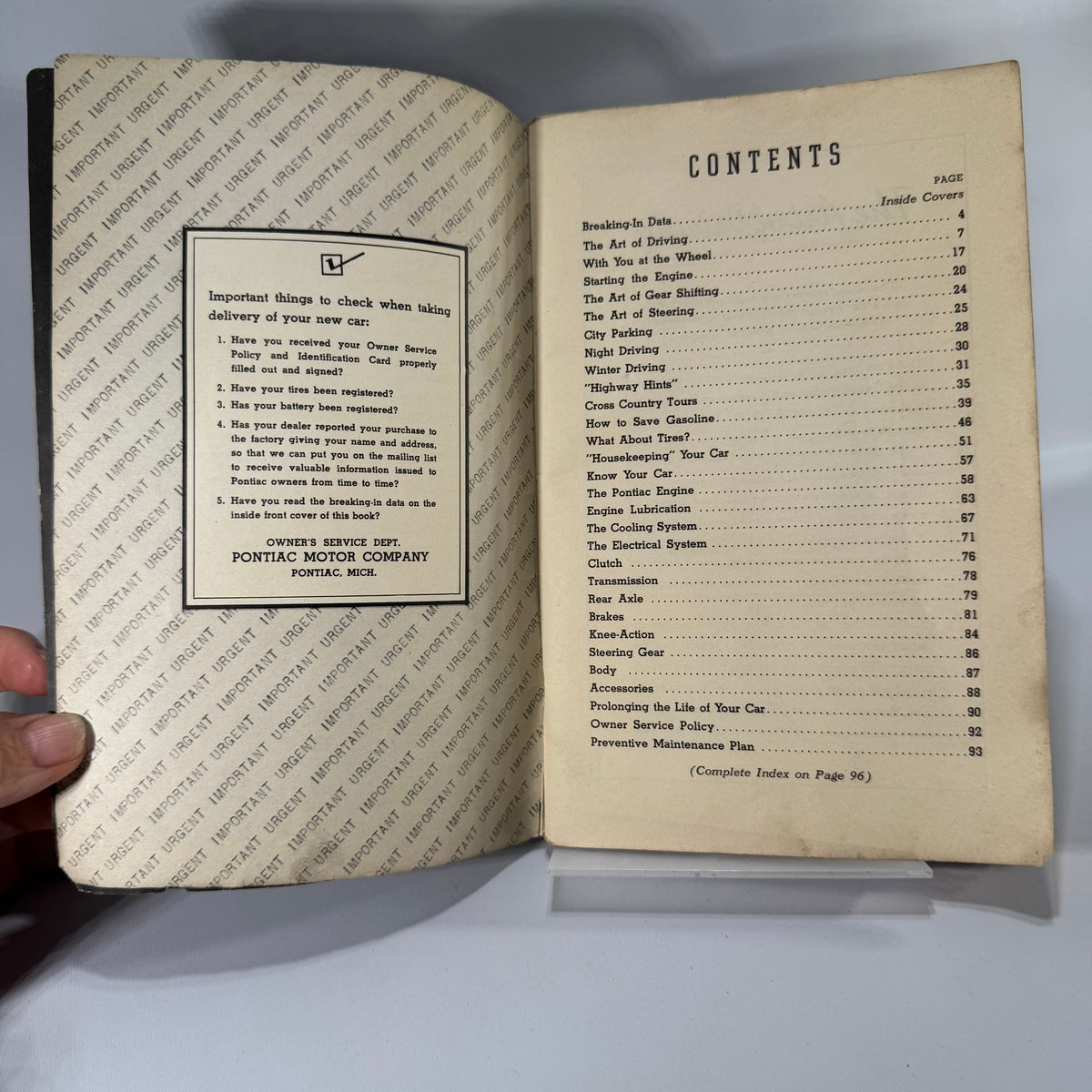 Pontiac Automobile User’s Guide Manual (1937) — Original Owner Handbook, 94 Pages