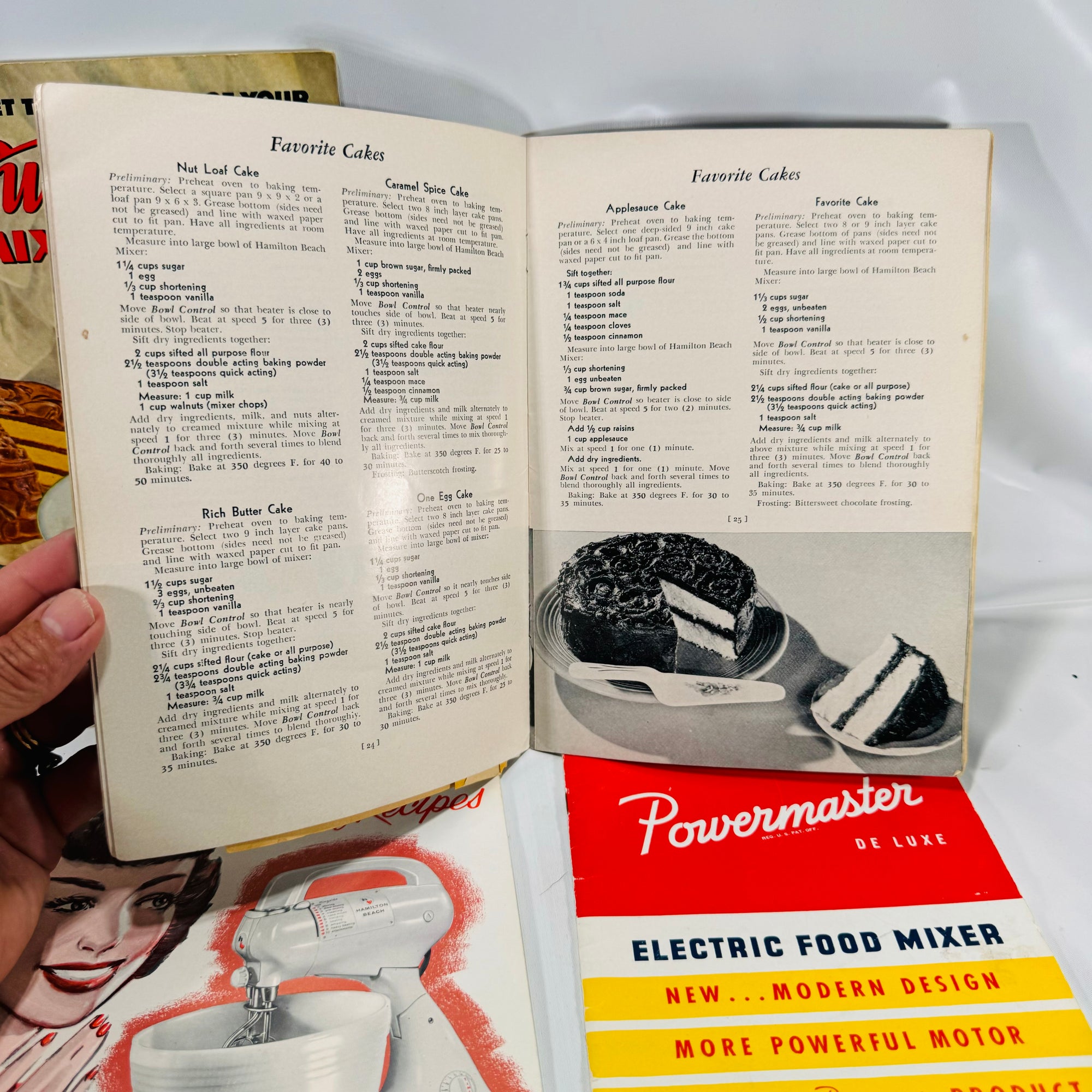 4 Vintage Electric Mixer Pamphlets Sunbeam Hamilton Beach Powermaster Deluxe with Recipes