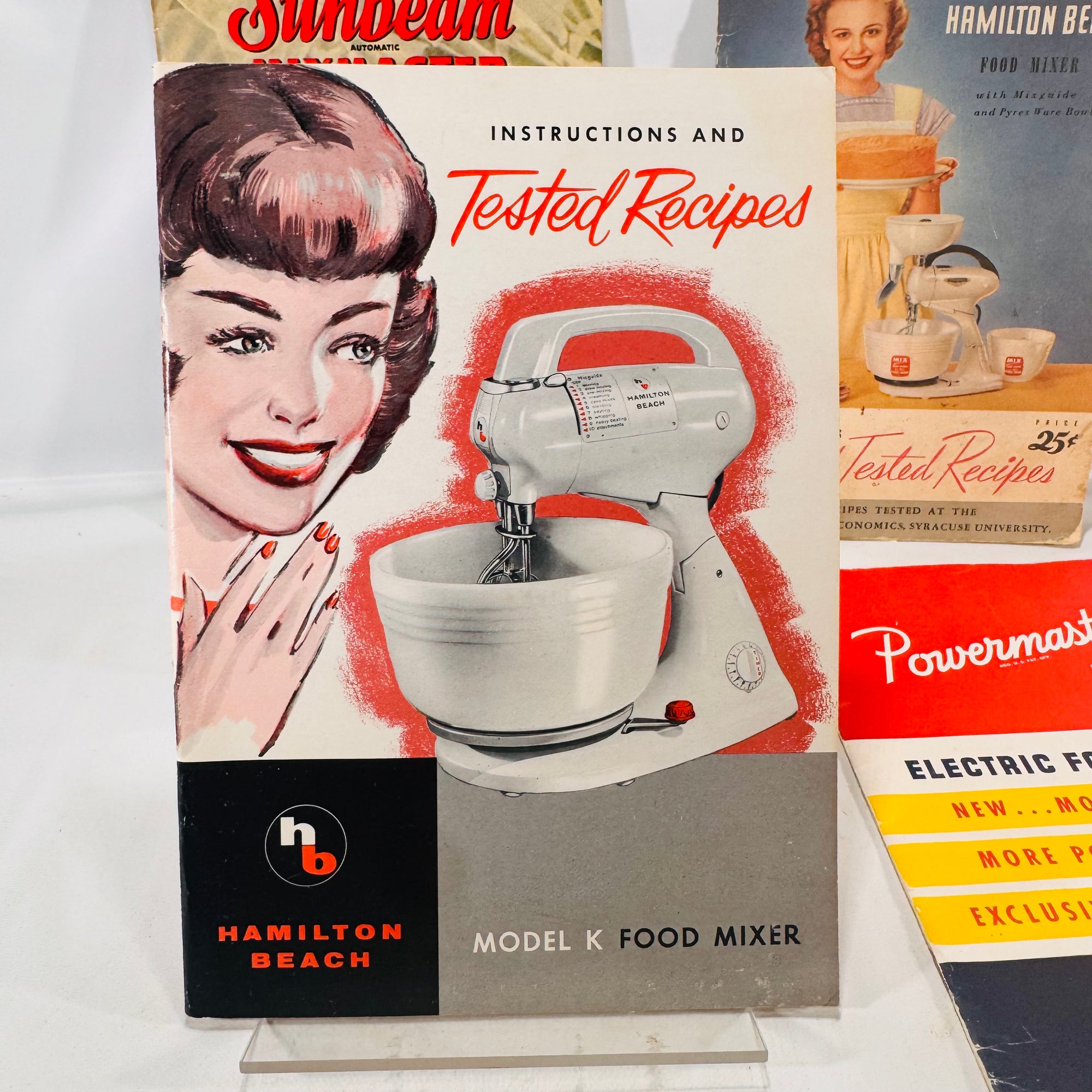 4 Vintage Electric Mixer Pamphlets Sunbeam Hamilton Beach Powermaster Deluxe with Recipes