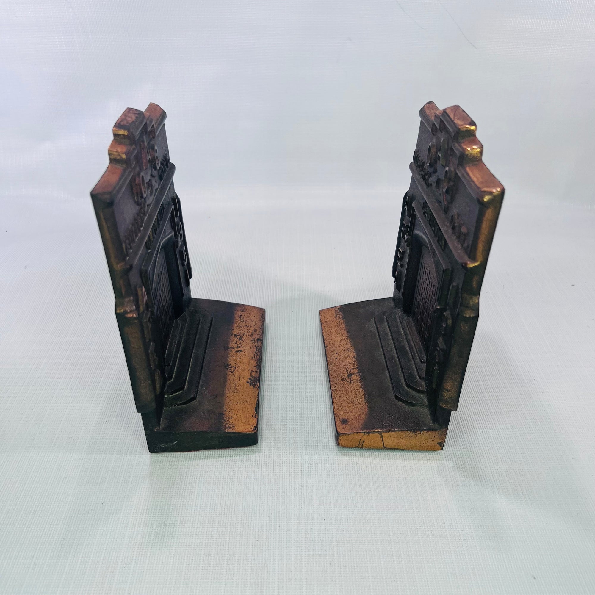 Rare Ontario Agricultural College Presentation Piece Souvenir Building Bookends Bronze over Metal