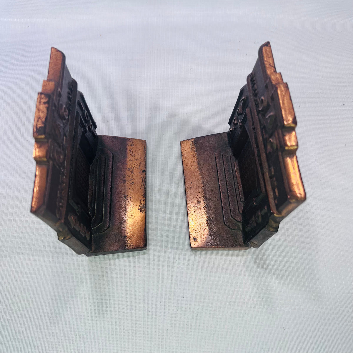 Rare Ontario Agricultural College Presentation Piece Souvenir Building Bookends Bronze over Metal