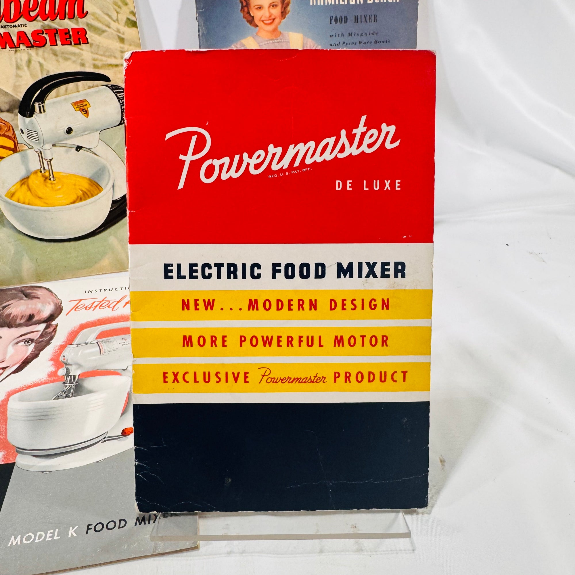 4 Vintage Electric Mixer Pamphlets Sunbeam Hamilton Beach Powermaster Deluxe with Recipes