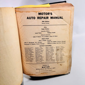 Motor's Auto Repair Manual 1965 28th Edition Vintage Automotive Shop Service Reference Book