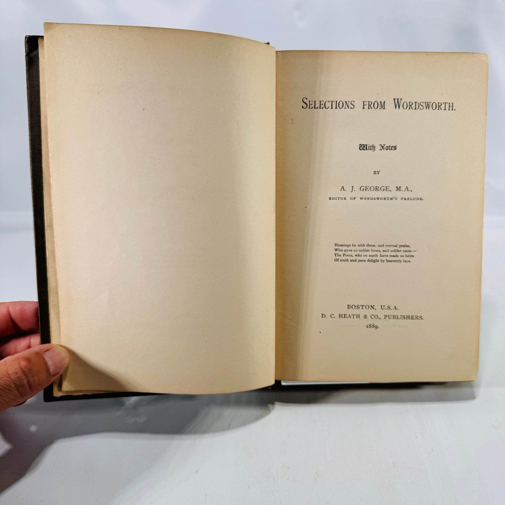 Selections from Wordsworth with Notes by A.J. George 1889 D.C. Heath & Co. Publishers