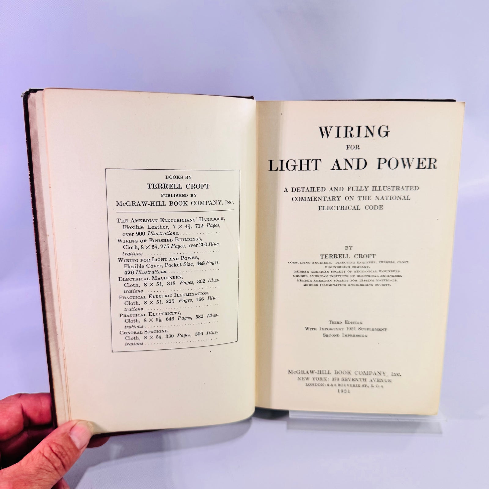 1921 Wiring for Light and Power by Terrell Croft Antique Illustrated Electrical Code Reference Book