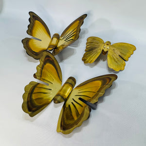 Vintage Homco Brass Butterfly Wall Art — Set of 3 Metal Butterflies (1980s) — Home Interiors & Gifts | Gold/Brass Finish, MCM Wall Décor