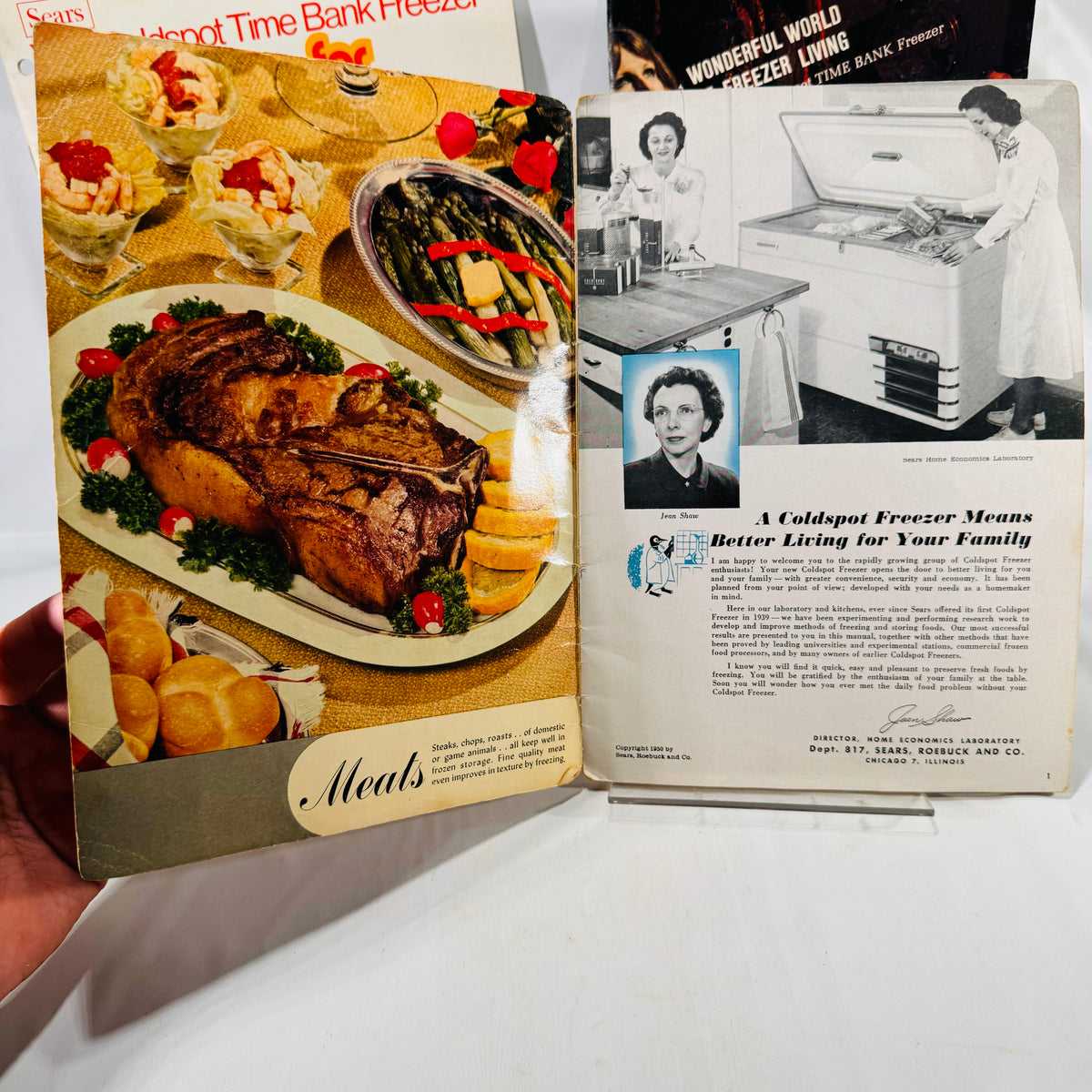 Meats color page and A Coldspot Freezer Means Better Living page, Sears
