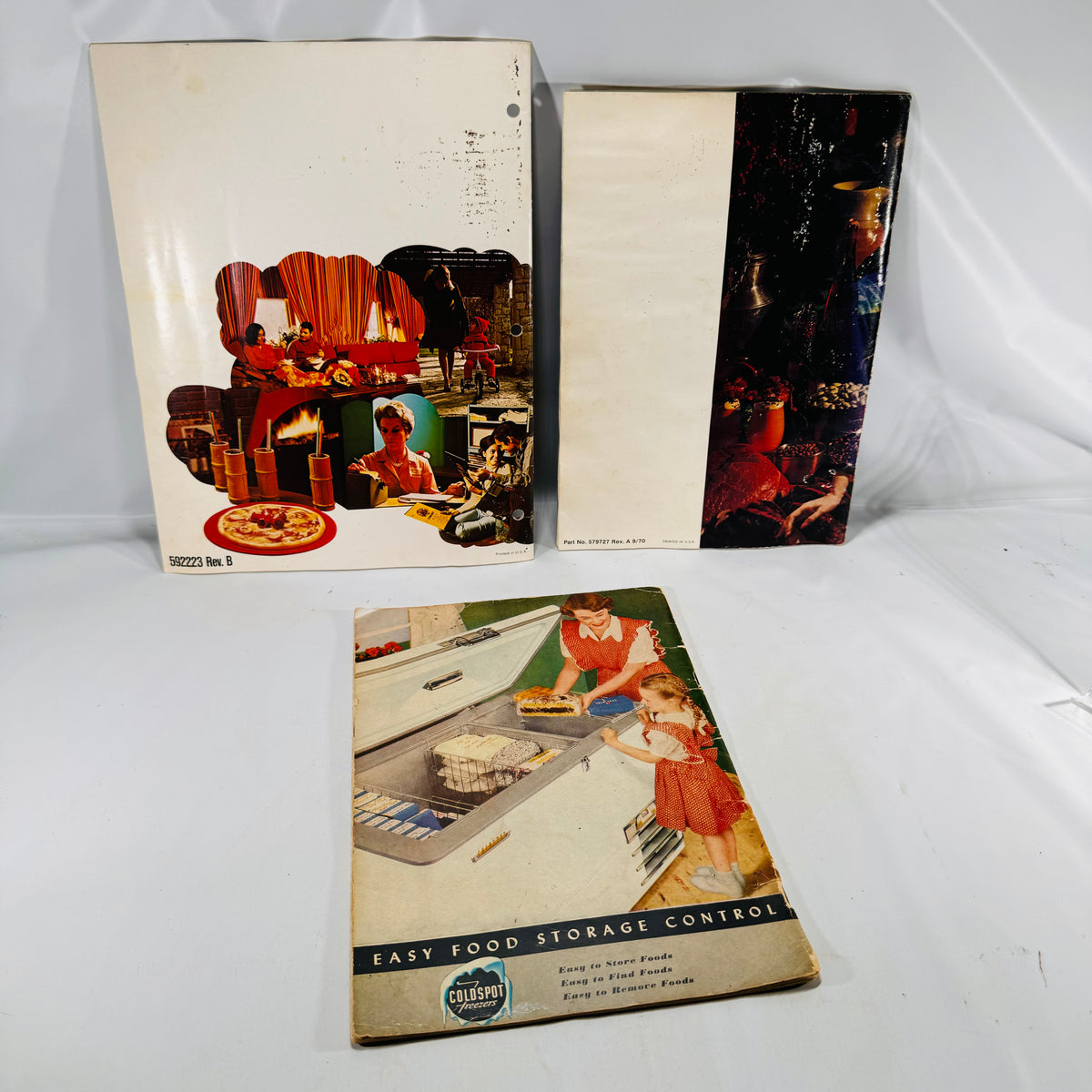 Back covers of three Sears Coldspot manuals, Easy Food Storage Control