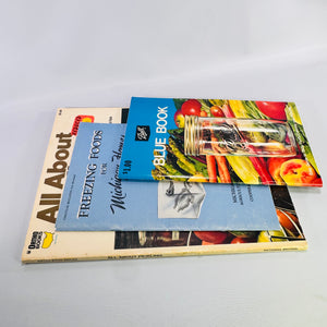 Vintage Home Canning Book Bundle Ball Blue Book No. 29 Ortho All About Pickling & Michigan Freezing Foods