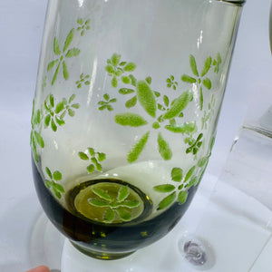 Vintage Libbey “Mint Bouquet” (Mint Daisy) Green Floral Glasses — Mid-Century Modern (circa 1966+) — Set of 2 | Olive/Avocado Glass, Mid-Century Glassware