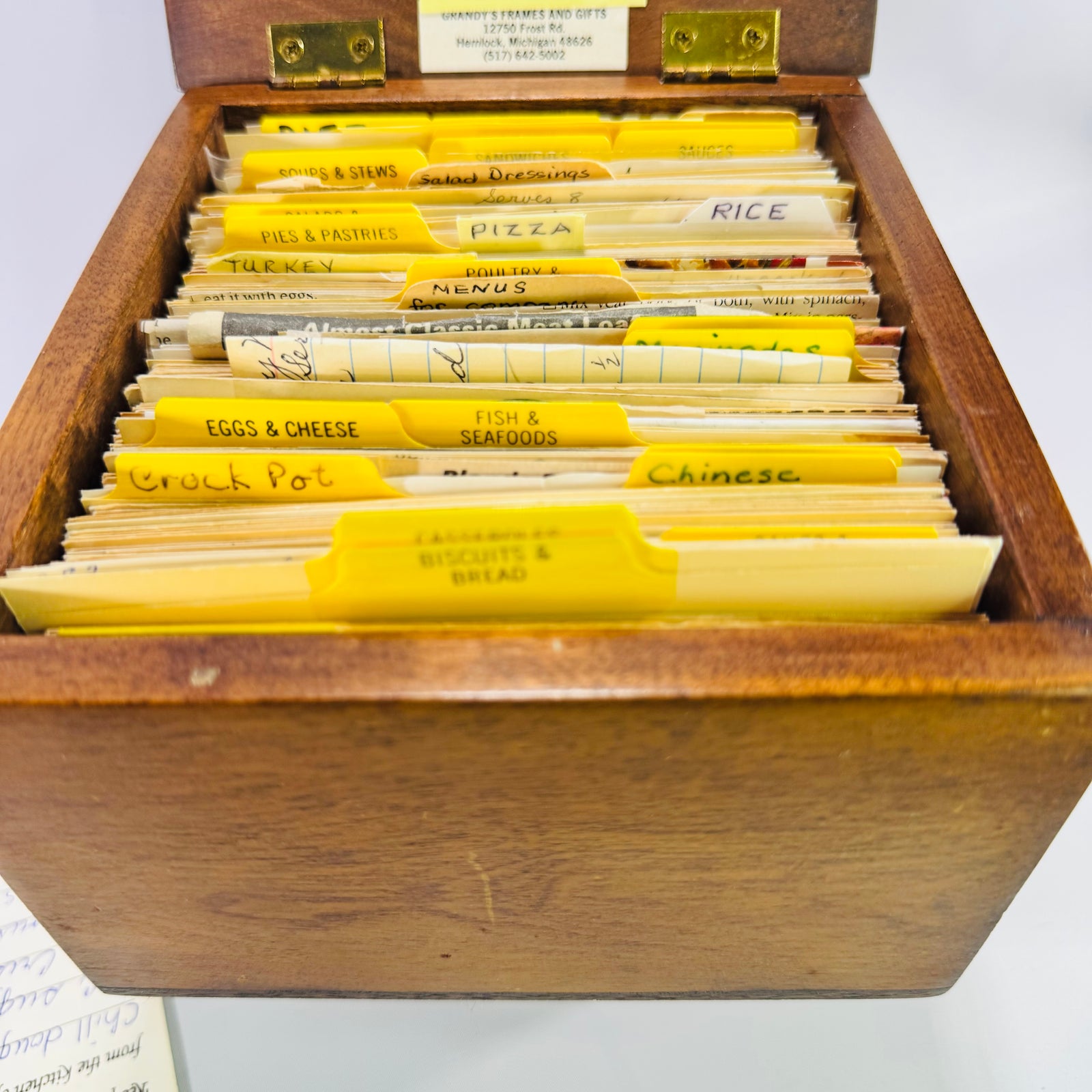 Vintage Wooden Recipe Box Filled with Handwritten Typed Recipe Cards Kitchen Recipe File