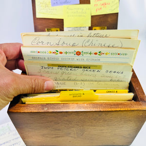 Vintage Wooden Recipe Box Filled with Handwritten Typed Recipe Cards Kitchen Recipe File