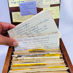 Vintage Wooden Recipe Box Filled with Handwritten Typed Recipe Cards Kitchen Recipe File