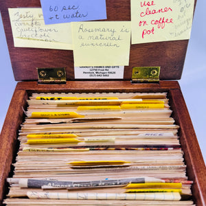 Vintage Wooden Recipe Box Filled with Handwritten Typed Recipe Cards Kitchen Recipe File