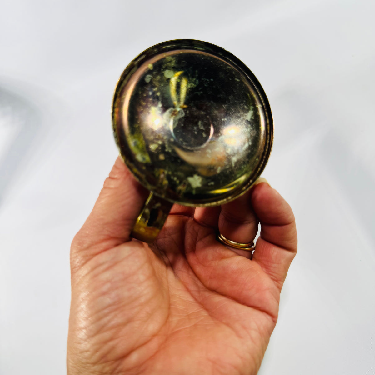 Vintage Miniature Brass Finger Oil Lamp Hong Kong Gimbaled Nautical Lamp with Glass Chimney
