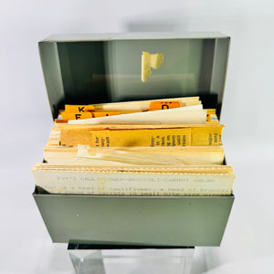 Vintage Ohio Art Metal Recipe Box with Handwritten Recipe Cards Cookbook Clippings USA