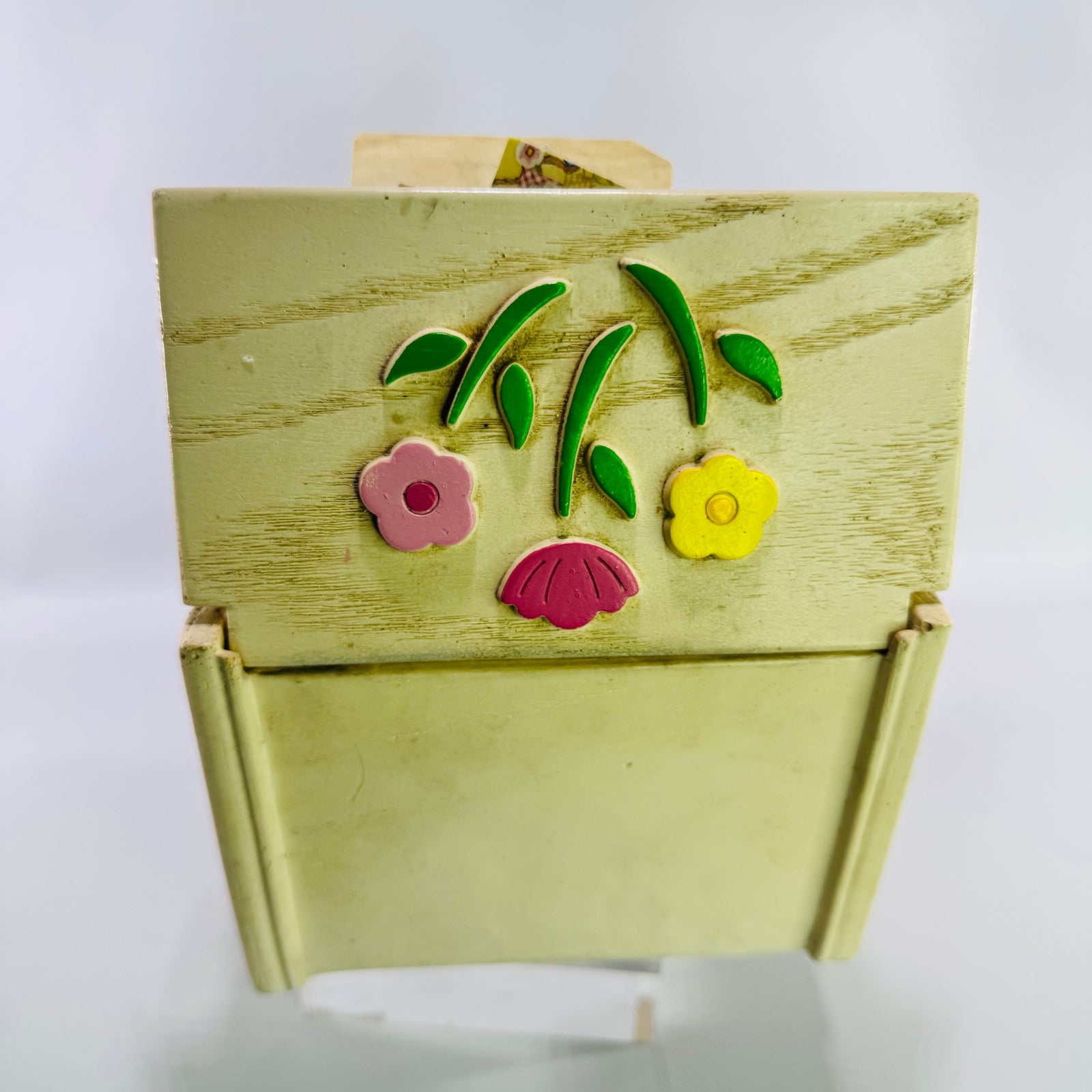 Vintage FTD Recipe Box Filled with Handwritten Family Recipes, Faux Wood Resin Floral Recipe Card Holder, 1980s Kitchen Ephemera