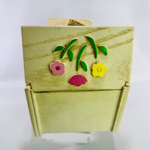 Vintage FTD Recipe Box Filled with Handwritten Family Recipes, Faux Wood Resin Floral Recipe Card Holder, 1980s Kitchen Ephemera