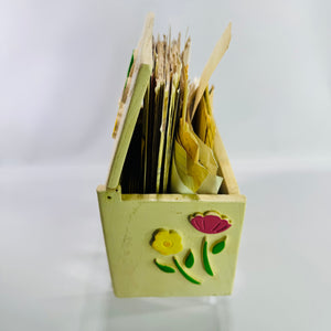 Vintage FTD Recipe Box Filled with Handwritten Family Recipes, Faux Wood Resin Floral Recipe Card Holder, 1980s Kitchen Ephemera