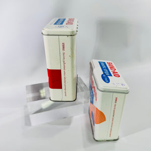Vintage Band Aid Tin Set of 2, Johnson & Johnson Plastic Strips Metal First Aid Tins, Mid Century Medical Advertising Storage