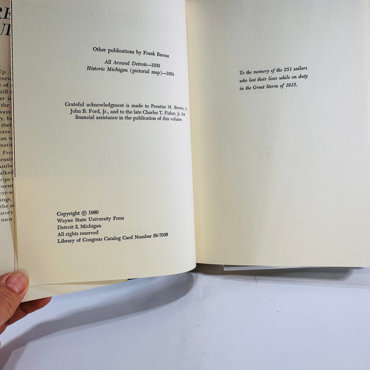 Freshwater Fury • Yarns & Reminiscences of the Greatest Storm in Inland Navigation • Frank Barcus