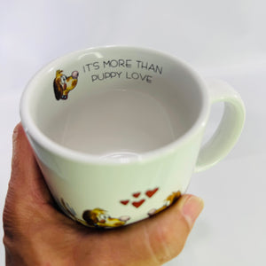 Vintage Papel Puppy Love Coffee Mug, Vagabond Creations Dog Lover Ceramic Mug Made in Japan, It's More Than Puppy Love Cup