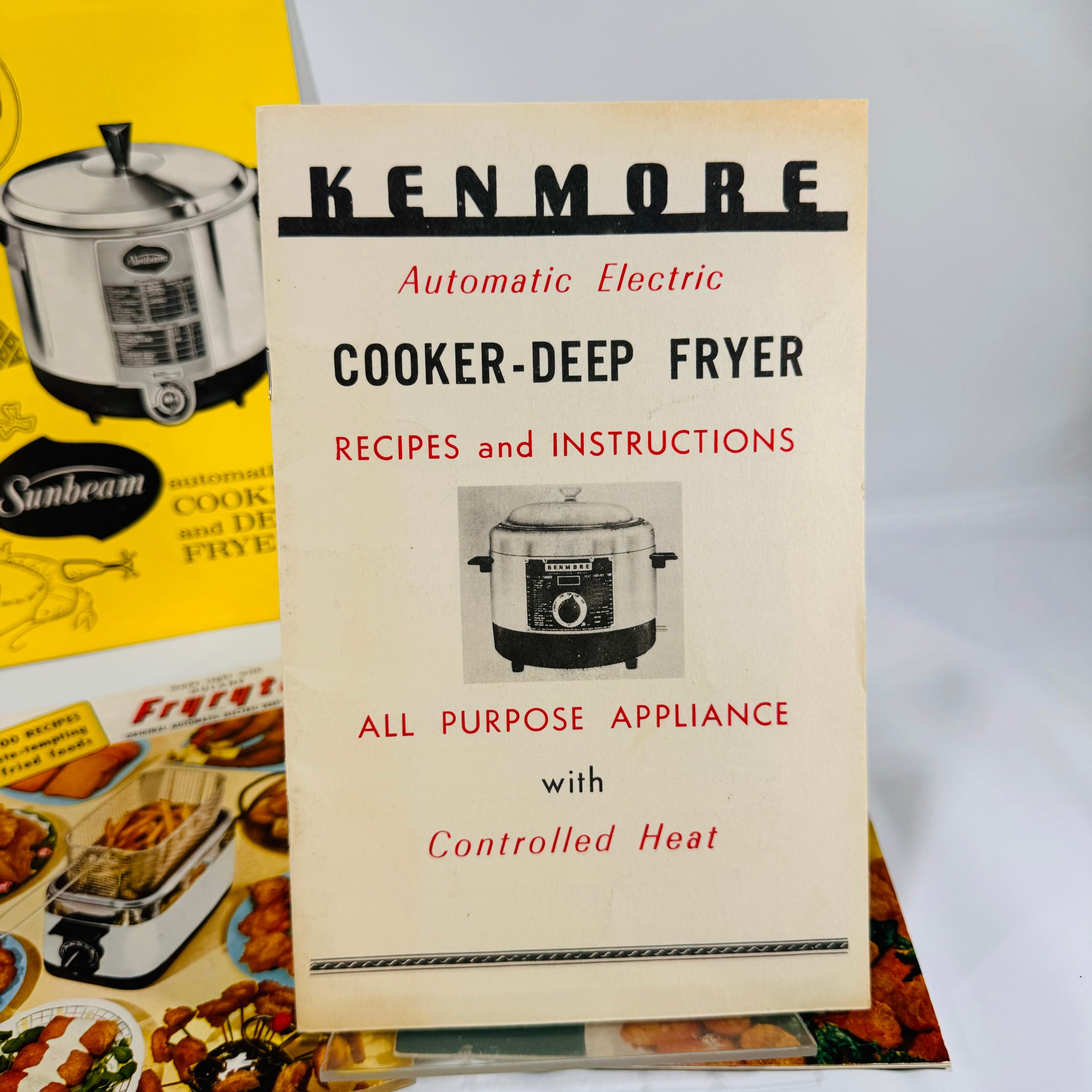 Vintage Frying Appliance Pamphlet Bundle: Sunbeam, Kenmore, Fryryte, Spry Recipe Booklet