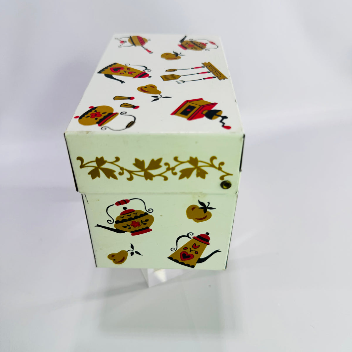 Vintage Ohio Art Metal Recipe Box with Recipe Cards, Mid Century Kitchen Recipe Organizer, Mt Pleasant Michigan Auxiliary Recipes