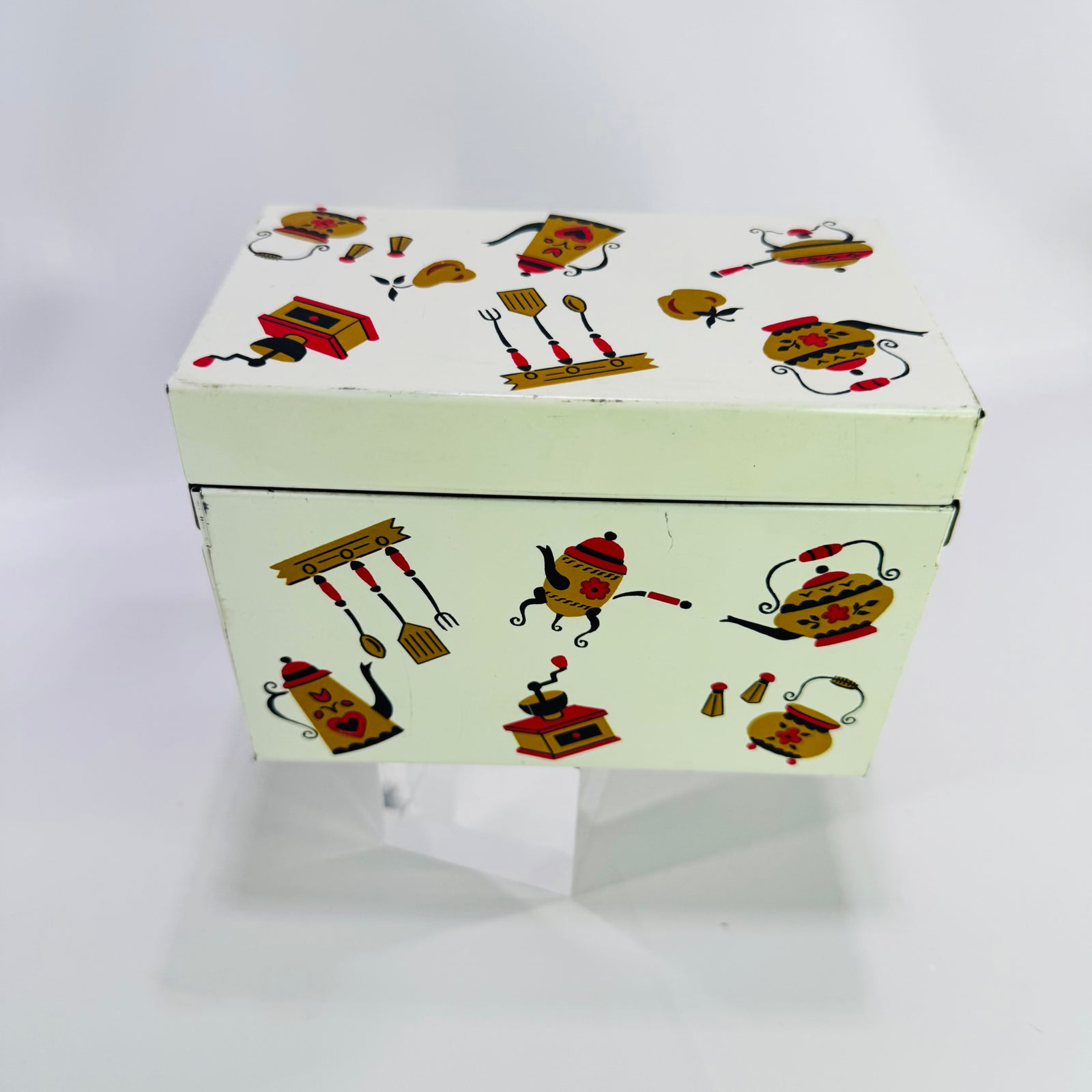 Vintage Ohio Art Metal Recipe Box with Recipe Cards, Mid Century Kitchen Recipe Organizer, Mt Pleasant Michigan Auxiliary Recipes