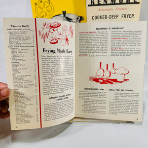 Vintage Frying Appliance Pamphlet Bundle: Sunbeam, Kenmore, Fryryte, Spry Recipe Booklet