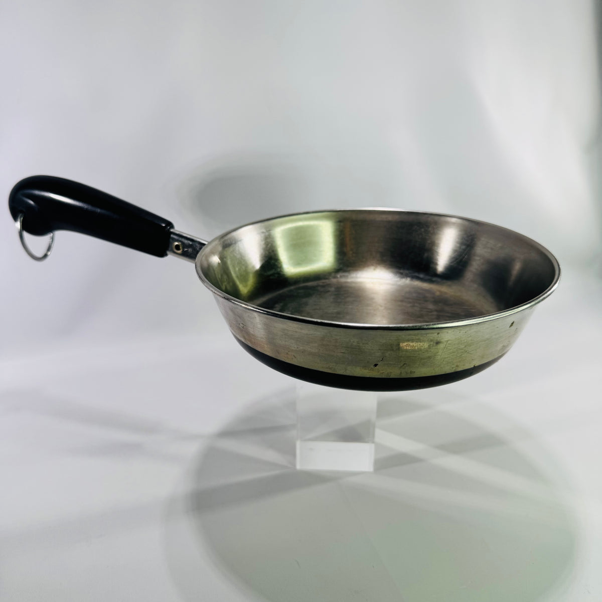 Vintage Revere Ware 1801 Copper Bottom 7 Inch Skillet with Lid Clinton Illinois USA Stainless Fry Pan