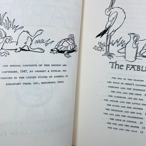 Aesop's Fables Illustrated Junior Library with Drawings by Fritz Kredel 1947 Grosset & Dunlap Publishers