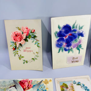 Antique Embossed Best Wishes Postcards Lot of 6 Floral Greeting Cards Germany Edwardian 1908–1914 Bundle