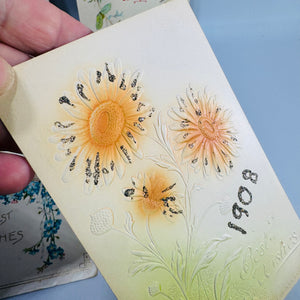 Antique Embossed Best Wishes Postcards Lot of 6 Floral Greeting Cards Germany Edwardian 1908–1914 Bundle
