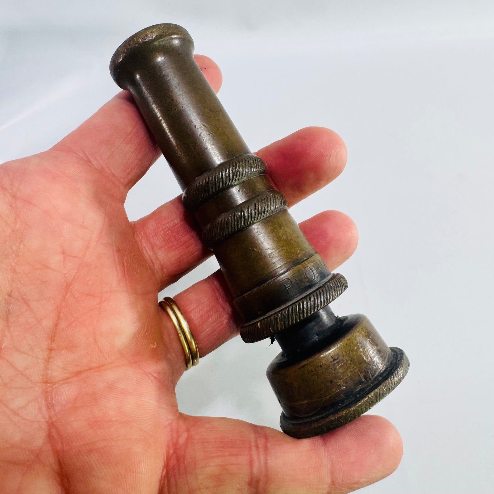 Vintage Brass Garden Hose Nozzle Adjustable Twist Spray Nozzle Solid Brass Water Hose Attachment Farmhouse Garden Tool