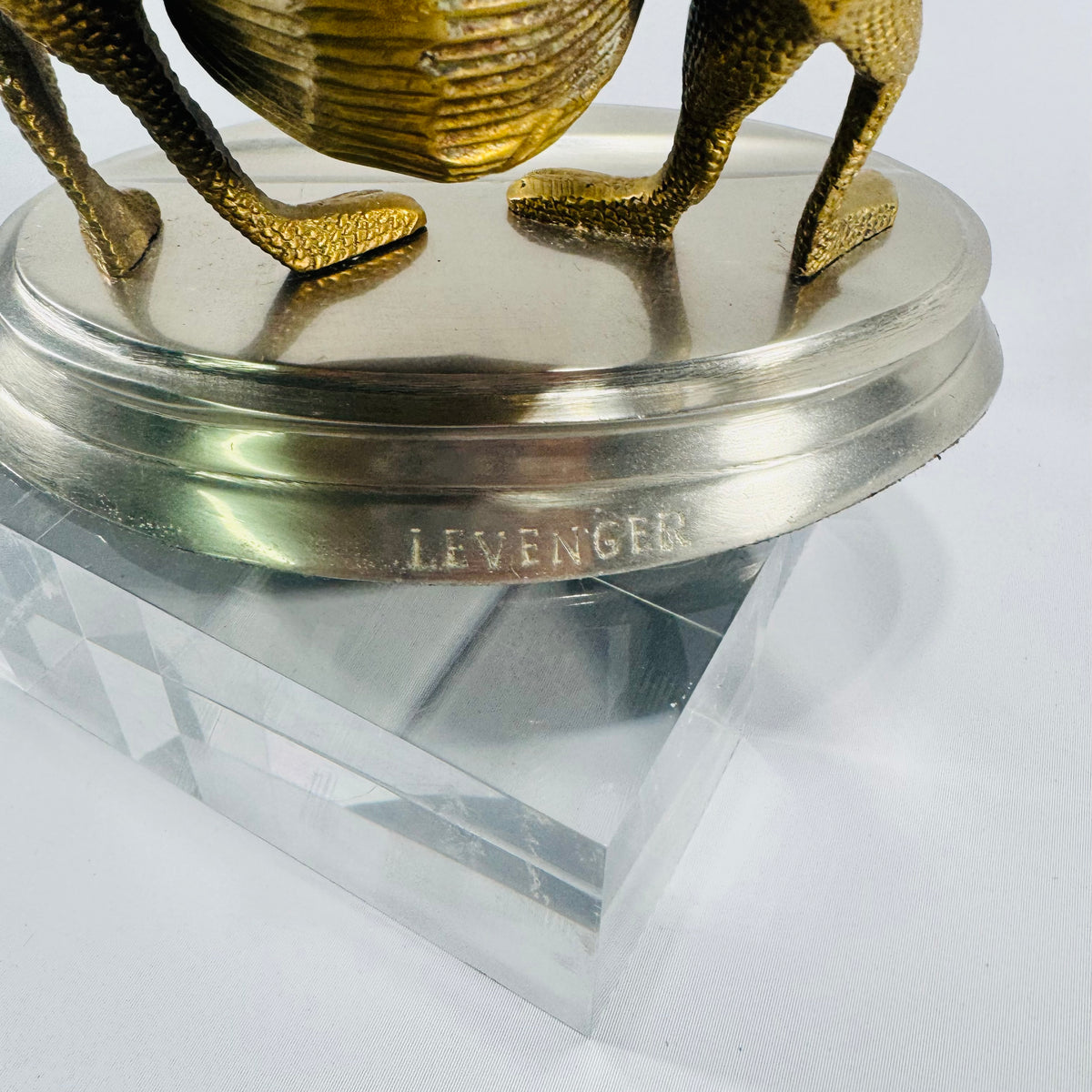Vintage Levenger Brass Frog & Snail Inkwell Desk Accessory Missing Glass Insert