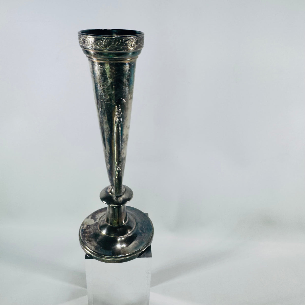 Vintage EH Barton Silver-Plated Trumpet Bud Vase Sheffield Style Art Nouveau Pierced Handles