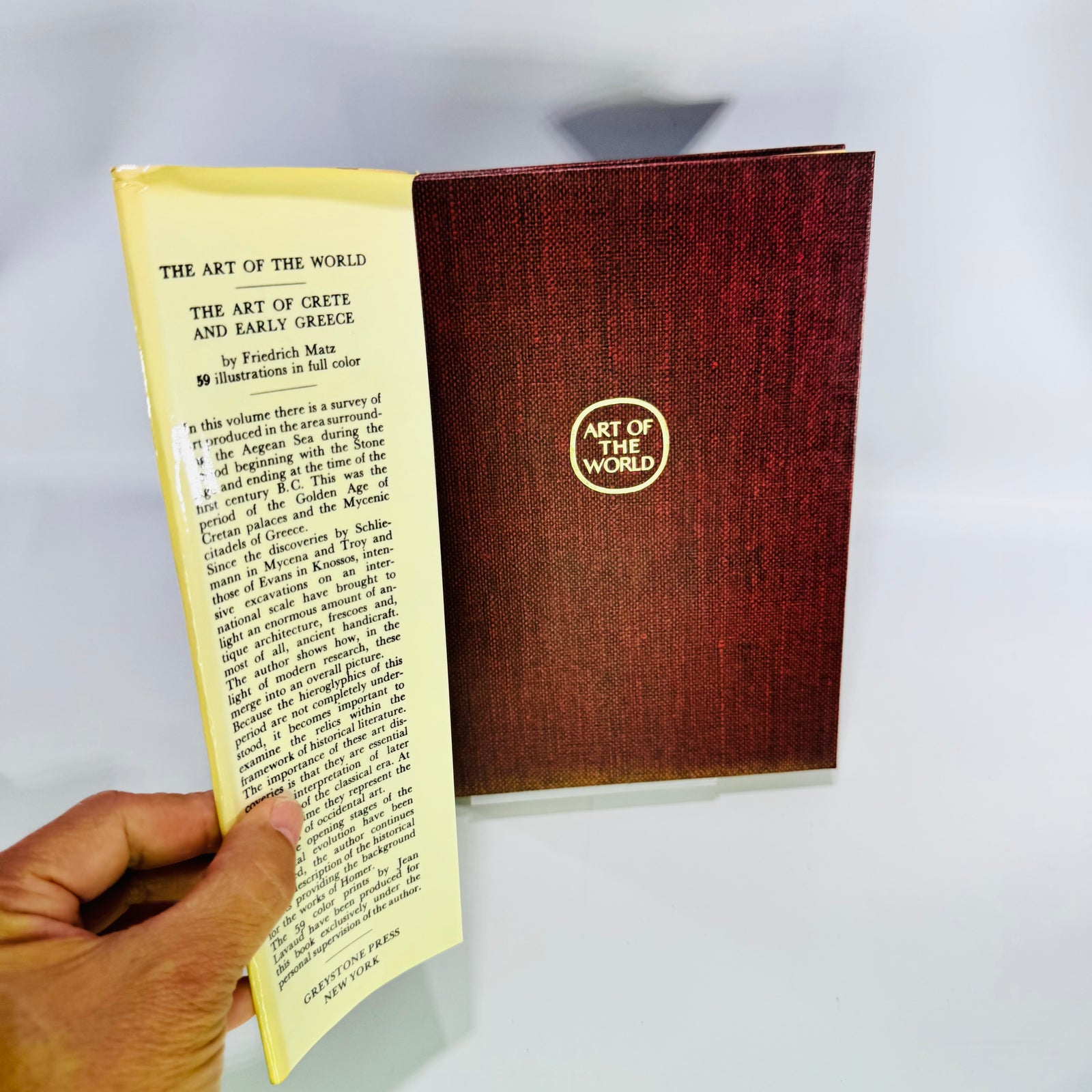 The Art of Crete and Early Greece by Friedrich Matz 1962 Art of the World Hardcover with Dust Jacket