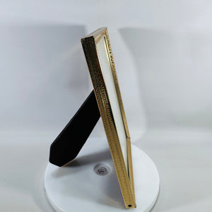 Vintage 5x7 Gold-Tone Beaded Metal Picture Frame w/ Glass | Tabletop Easel Frame