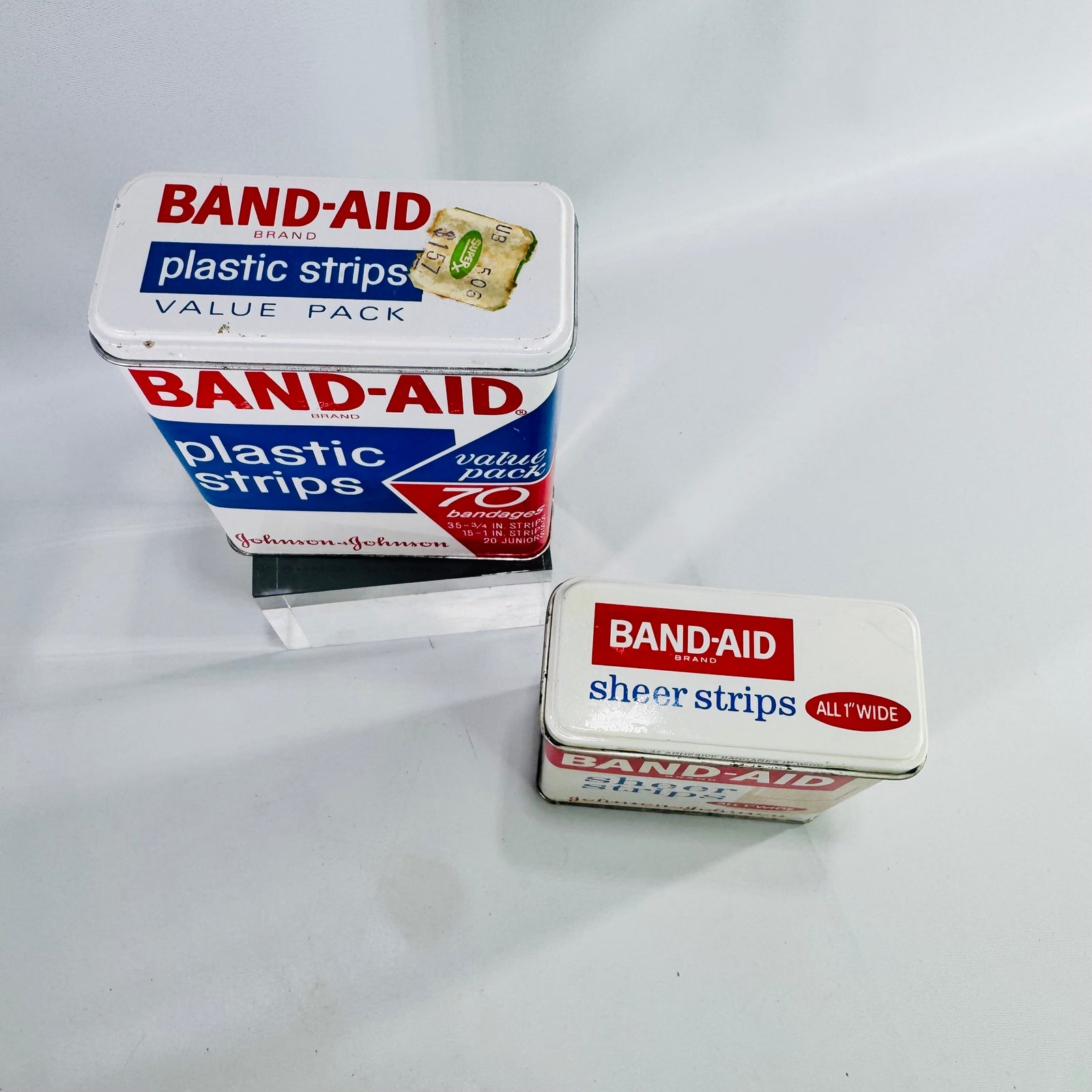 Vintage Band-Aid Tin Bundle Johnson & Johnson Metal First Aid Boxes, Plastic Strips & Sheer Strips Advertising Tins