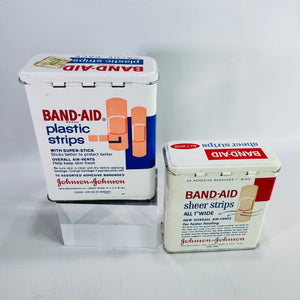 Vintage Band-Aid Tin Bundle Johnson & Johnson Metal First Aid Boxes, Plastic Strips & Sheer Strips Advertising Tins