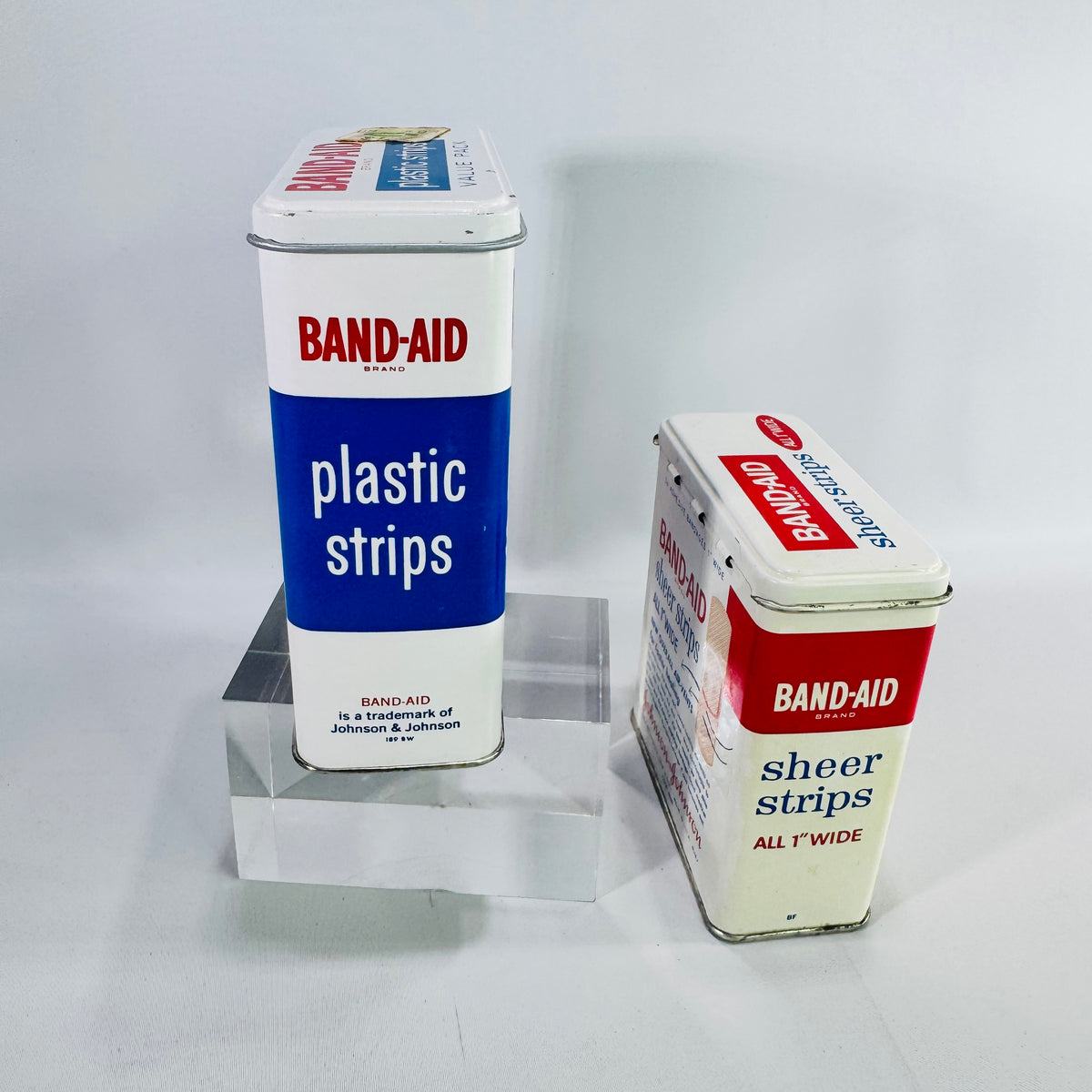 Vintage Band-Aid Tin Bundle Johnson & Johnson Metal First Aid Boxes, Plastic Strips & Sheer Strips Advertising Tins