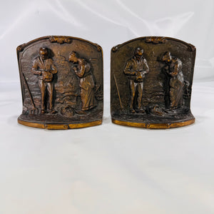 Vintage Metal Praying Couple Bookends (Set of 2)