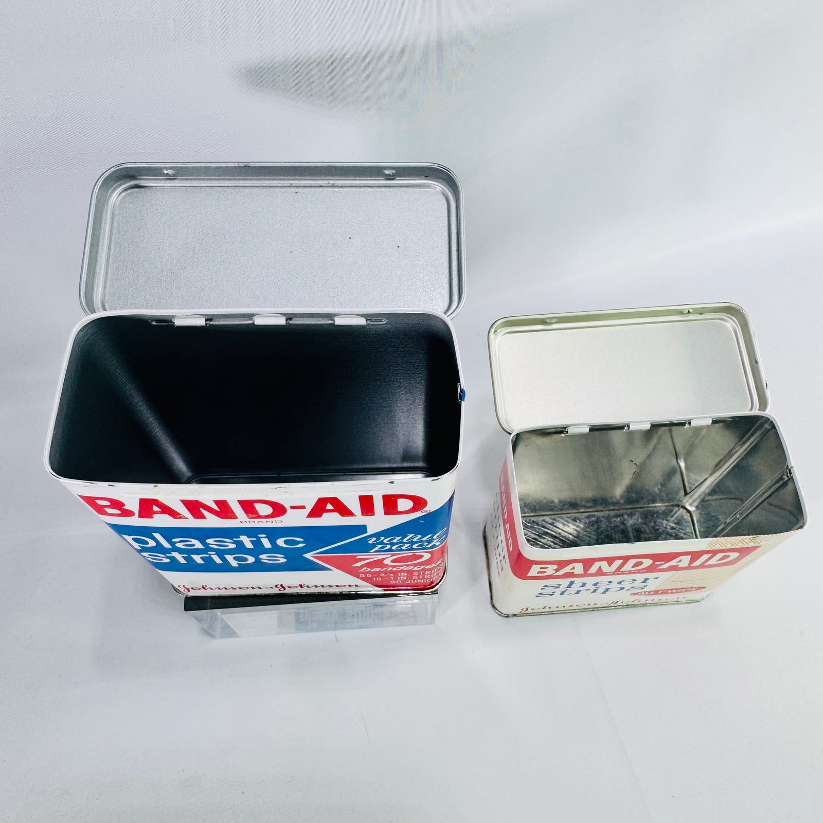 Vintage Band-Aid Tin Bundle Johnson & Johnson Metal First Aid Boxes, Plastic Strips & Sheer Strips Advertising Tins