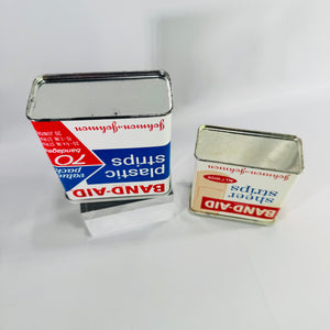 Vintage Band-Aid Tin Bundle Johnson & Johnson Metal First Aid Boxes, Plastic Strips & Sheer Strips Advertising Tins