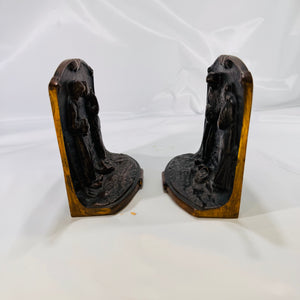 Vintage Metal Praying Couple Bookends (Set of 2)