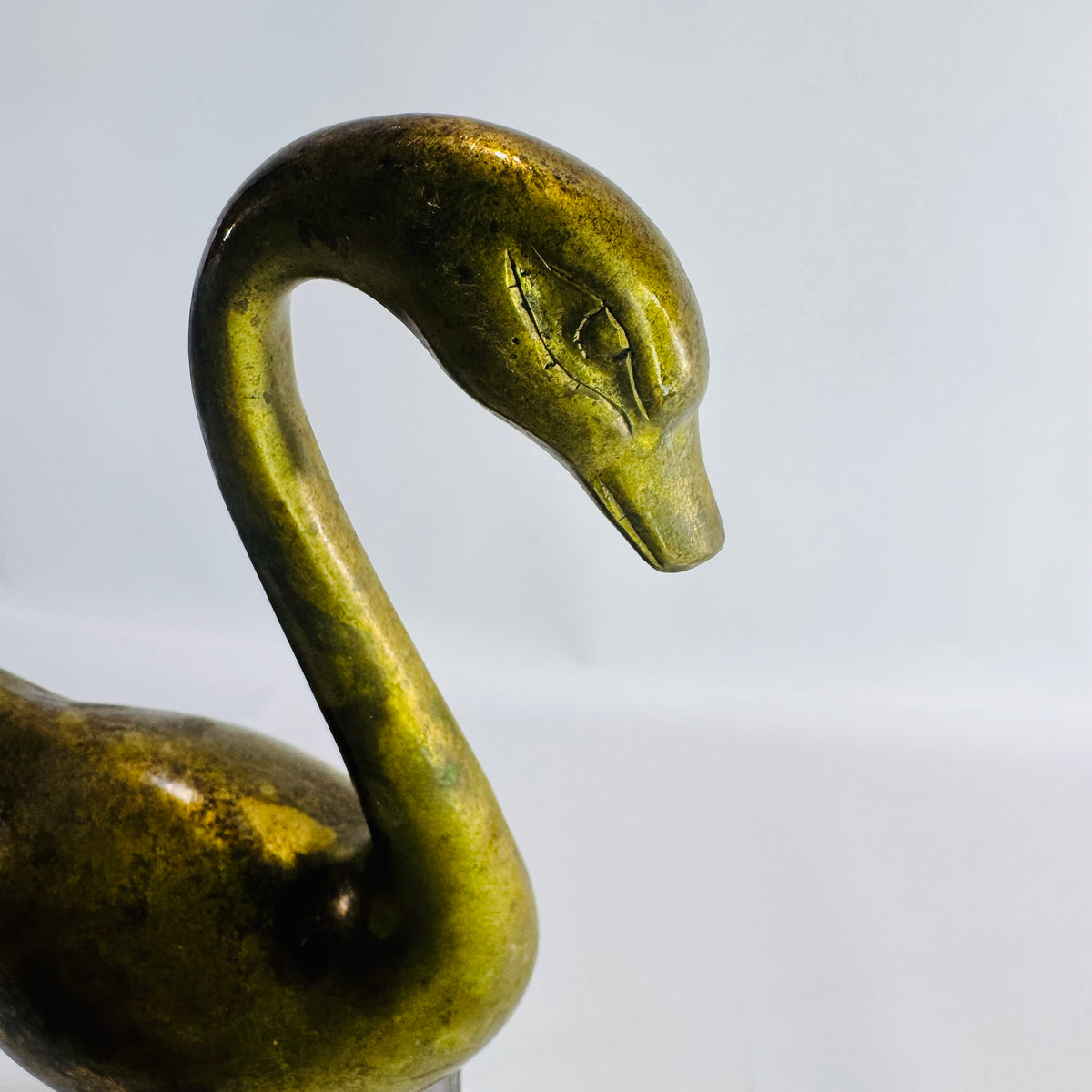 Vintage Solid Brass Swan Figurine, Mid Century Brass Bird Statue, Hollywood Regency Shelf Decor, Waterfowl Sculpture