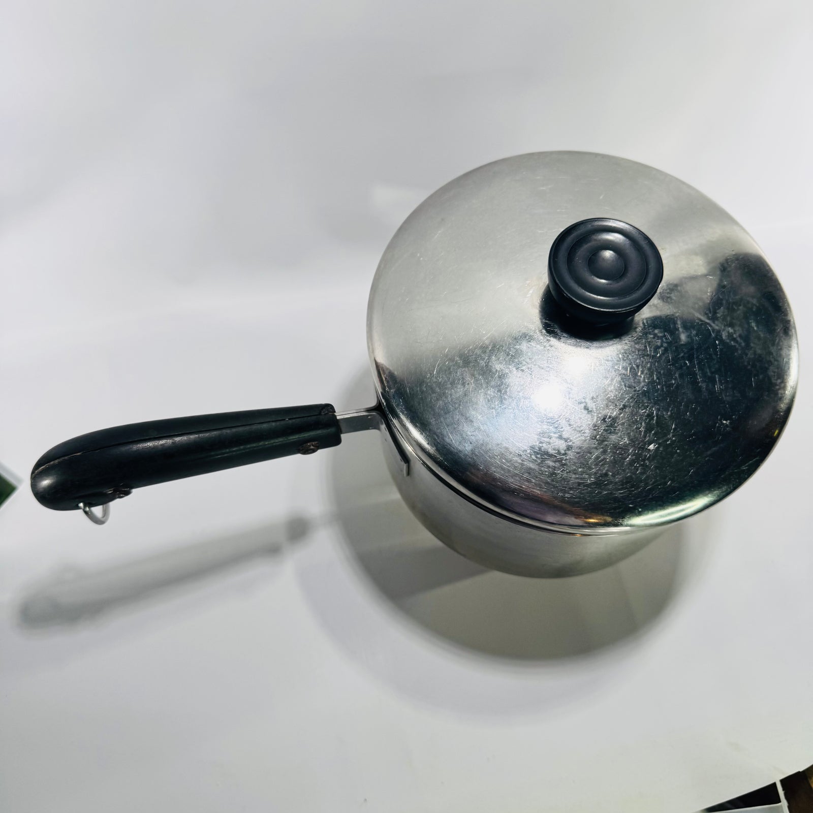 Vintage Revere Ware 2 Quart Tall Saucepan with Lid, Copper Bottom Stainless Steel Pot, Classic Kitchen Cookware