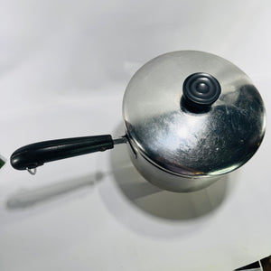 Vintage Revere Ware 2 Quart Tall Saucepan with Lid, Copper Bottom Stainless Steel Pot, Classic Kitchen Cookware